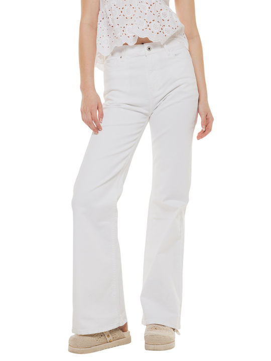 Women's Jean Trousers Flared in Slim Fit White