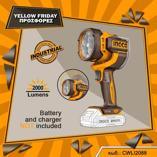 Ingco Battery Jobsite Light LED IP20 with Brightness up to 2000lm