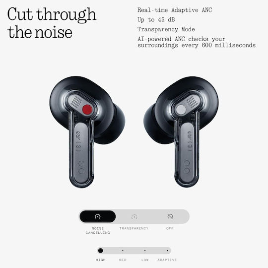 Nothing ear (3) In-ear Bluetooth Handsfree Ακουστικά με Αντοχή στον Ιδρώτα και Θήκη Φόρτισης Μαύρα