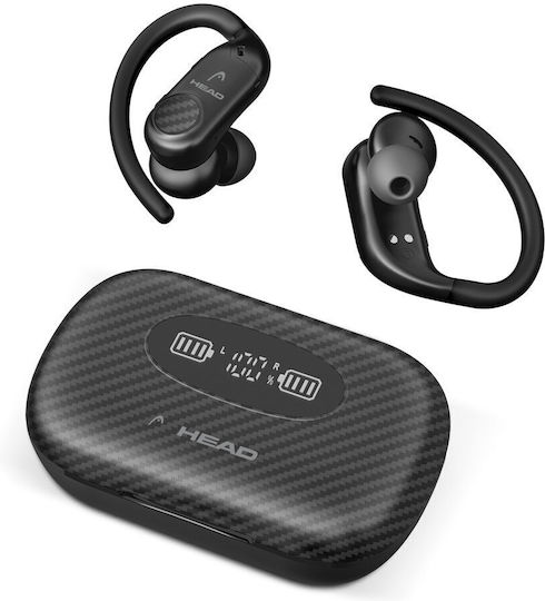 Head In-ear Bluetooth Handsfree Earphones with Sweat Resistance and Charging Case Black