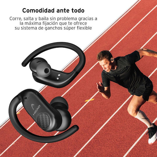 Head In-ear Bluetooth Handsfree Earphones with Sweat Resistance and Charging Case Black