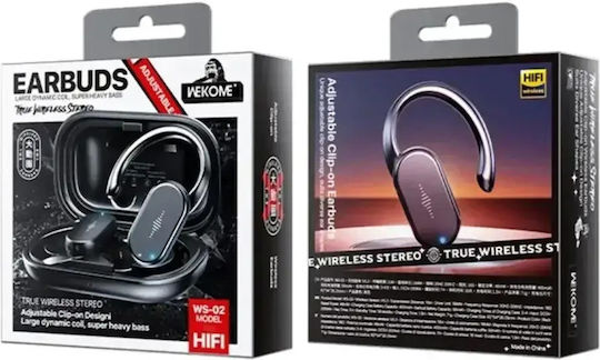 WK WS-02 Earbud Bluetooth Handsfree Earphones with Sweat Resistance and Charging Case Black