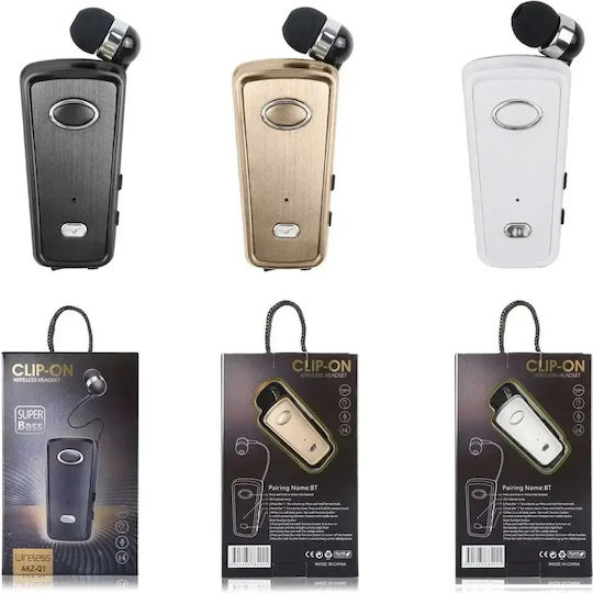AKZ-Q1 In-ear Bluetooth Handsfree Ακουστικό Πέτου Χρυσό