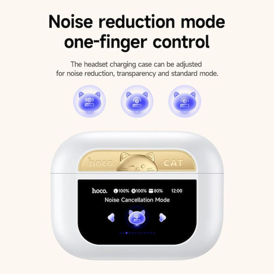 Hoco EW88 In-ear Bluetooth Handsfree Ακουστικά με Θήκη Φόρτισης Λευκά