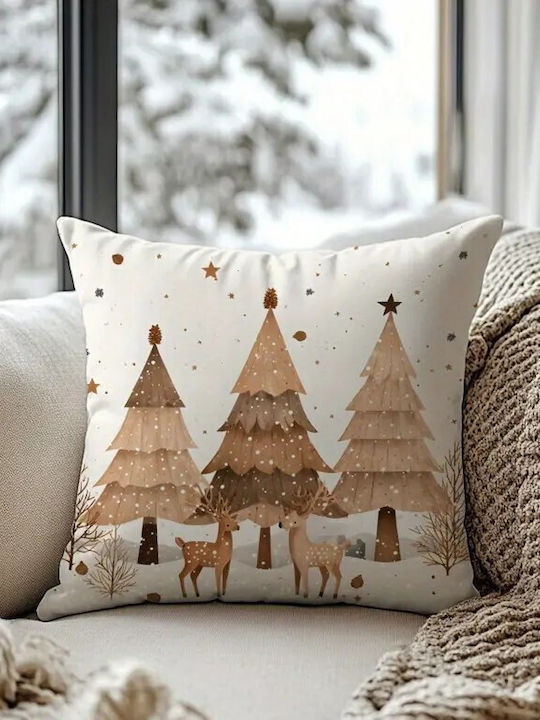 By Queen Limited Festive Edition Pillow Case Scandinavian Serene Christmas Reindeers Pines 45x45cm
