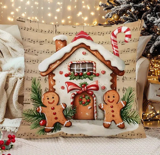 By Queen Limited Festive Edition Μαξιλαροθήκη Gingerbread House Μουσικό Φόντο 45x45εκ