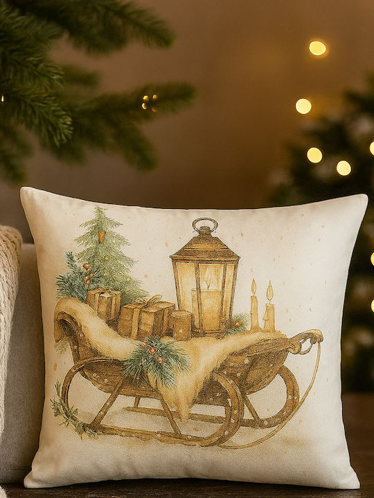 By Queen Limited Festive Edition Pillow Case Serene Christmas Glow Vintage Sleigh 45x45cm