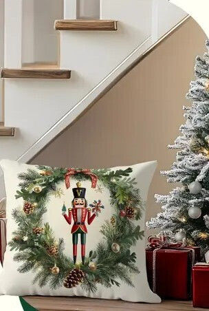 By Queen Limited Festive Edition Μαξιλαροθήκη Nutcracker Wreath Mε Πεύκα Κουκουνάρια 45x45εκ