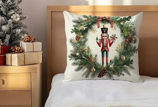 By Queen Limited Festive Edition Μαξιλαροθήκη Nutcracker Wreath Mε Πεύκα Κουκουνάρια 45x45εκ