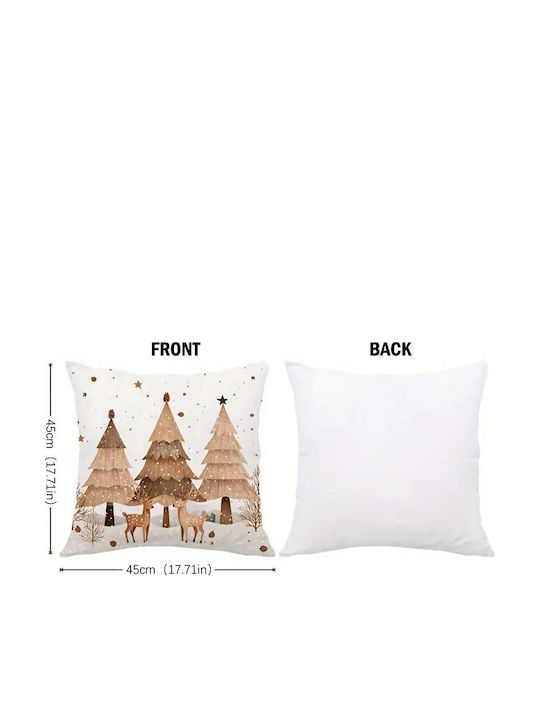 By Queen Limited Festive Edition Pillow Case Scandinavian Serene Christmas Reindeers Pines 45x45cm