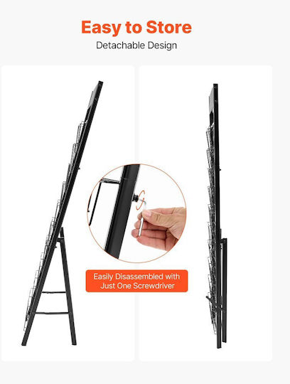 Vevor Veröffentlichungsanzeigen Display-Ständer für Broschüren 20 Fächer Tragbares Bodenständer für Zeitschriften Metallhalter Kataloge Zeitungen Geschäftsausstellung Büro Handelsmesse Schwarz