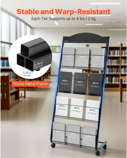 Vevor Veröffentlichungsanzeigen Display-Ständer Für Broschüren Mit 4 Ebenen Mit Rollen Mobiler Broschürenständer Für Boden Heavy-Duty Kataloghalter Zeitungsständer Geschäfte Ausstellungen Büros Kunsthandwerksausstellungen
