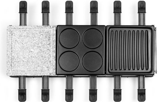 Livoo Raclette Grill for 12 People Tabletop Electric Grill Raclette Smooth and Ribbed Plate 1650W 58.5cmx21cmcm