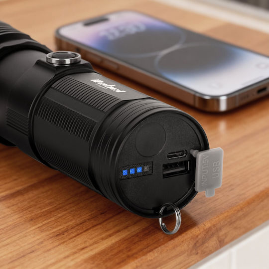 Rebel Rechargeable Flashlight LED IP65 with Maximum Brightness 2000lm
