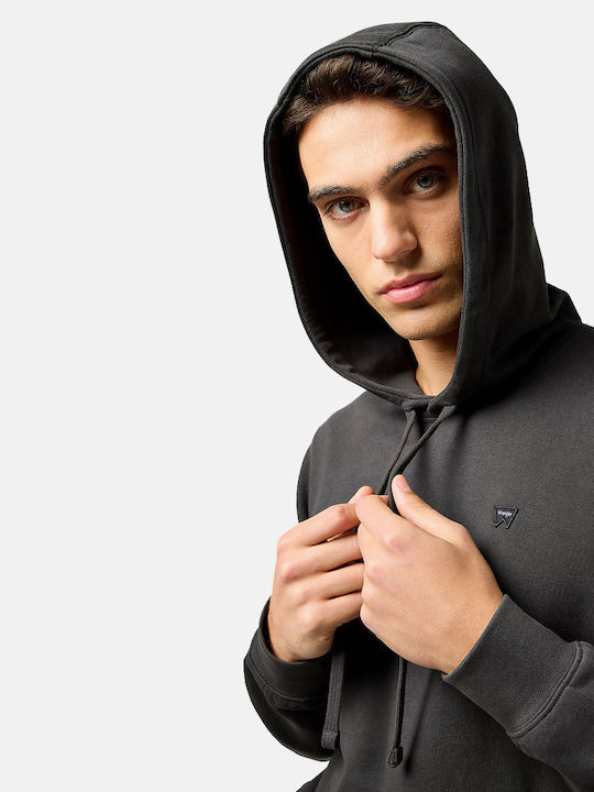 Sign Off Sweatshirt with Hood Faded Black