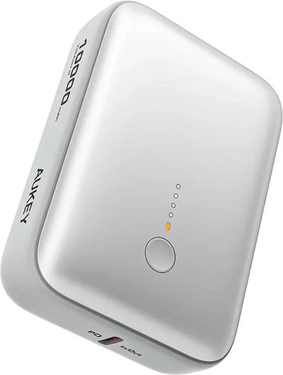 Aukey Power Bank 10000mAh 20W cu Port USB-A și Port USB-C Alb