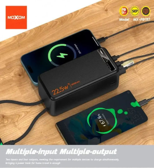 Moxom MX-PB158 Power Bank 50000mAh with 2 USB-A Ports and USB-C Port Power Delivery Black