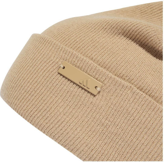 Tonal Beanie Beanie Knitted in Beige color