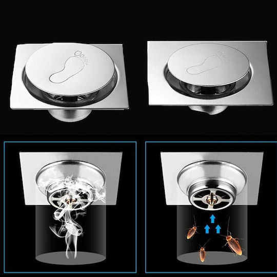 Baie Pop Up Oțel inoxidabil Grătar pardoseală cu Dimensiune 12x12cm Argintiu