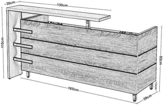 Woodwell Project Επαγγελματικό Γραφείο Υποδοχής Π180xΒ75xΥ110cm