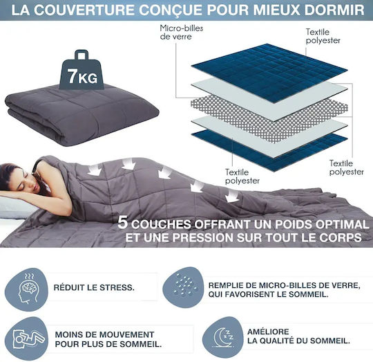 Sensly Κουβέρτα Βαρύτητας Fleece Μονή 150x200εκ. Γκρι