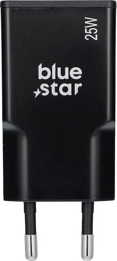 Blue Star Charger Without Cable GaN with USB-A Port and USB-C Port 25W Power Delivery / Quick Charge 4.0 Blacks (TFK-SC-25WAC)