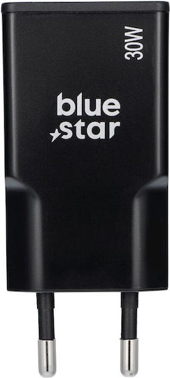Blue Star Charger Without Cable GaN with 2 USB-C Ports 30W Power Delivery / Quick Charge 4.0 Blacks (TFK-SC-30WCC)