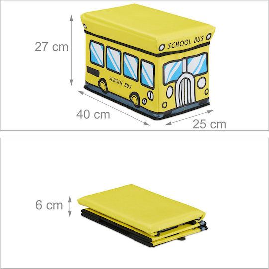 Relaxdays Kinder Aufbewahrungsbox aus Stoff Gelb 27x40x25cm 1Stück