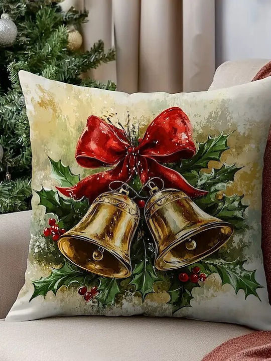 By Queen Limited Festive Edition Μαξιλαροθήκη Golden Bells Κόκκινη Κορδέλα
