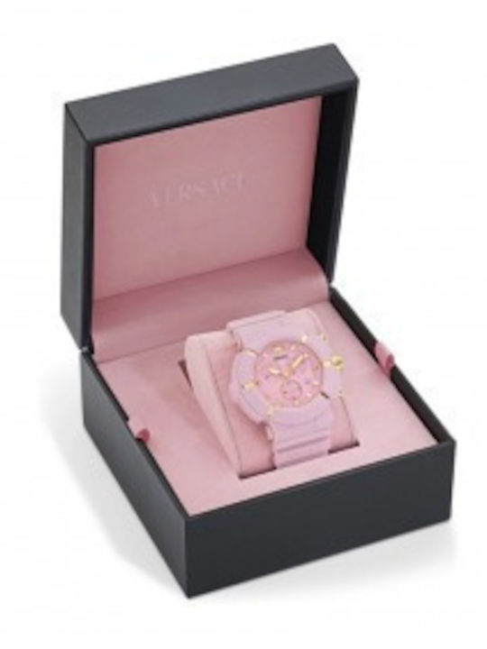 Versace Real Active Herrenuhr Batterie mit Rosa Kautschukarmband