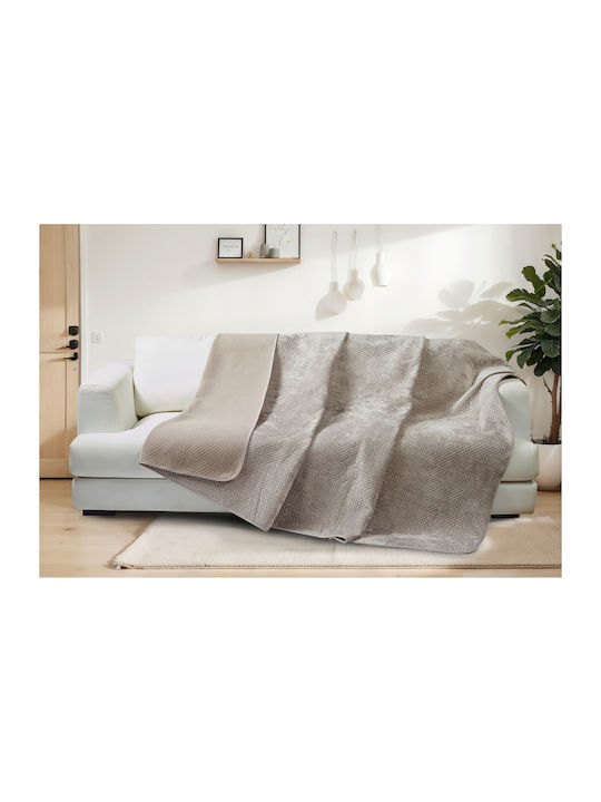 Liolios Home Element Ριχτάρι Τριθέσιου Καναπέ Βελουτέ 180x300εκ. Taupe 000000002818