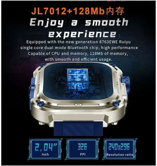 Z85 Max Smartwatch με Παλμογράφο (Μπλε)