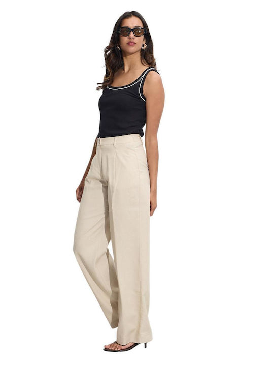 Damen Leinen Hose Beige