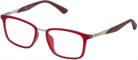 Police Acetate Prescription Eyeglass Frame Red VK063 7CSM