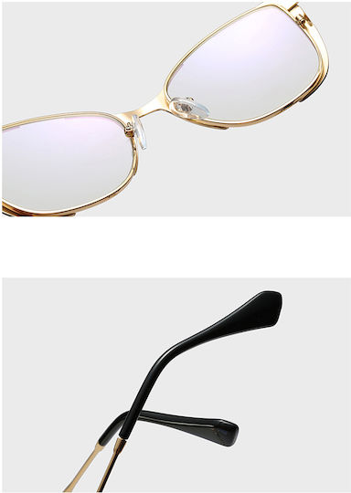 Techsuit Anti-Blue Light Glasses Reflex PC 8808 Women Oversized Metal Frame AC Lens Black