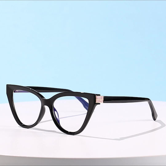 Techsuit Anti-Blue Light Glasses Reflex PC 2279 Women Cat Eye TR90 & Metal Frame AC Lens Black