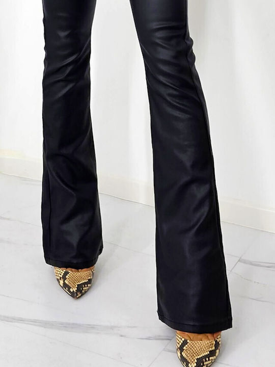 Dama Tesatura Pantaloni Push-up Evazați cu Croială Relaxată Black