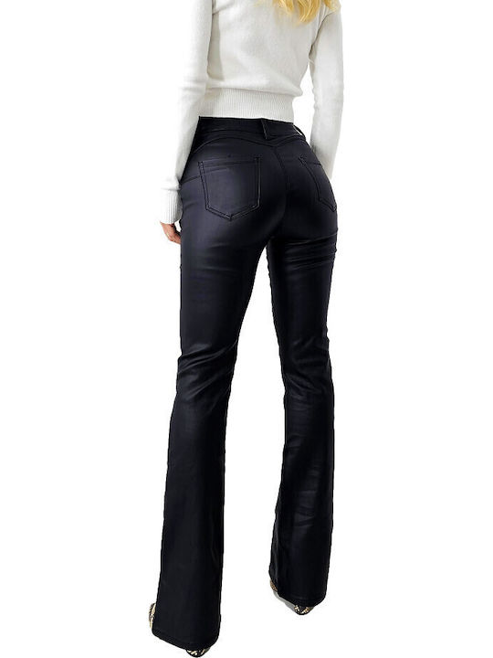 Dama Tesatura Pantaloni Push-up Evazați cu Croială Relaxată Black