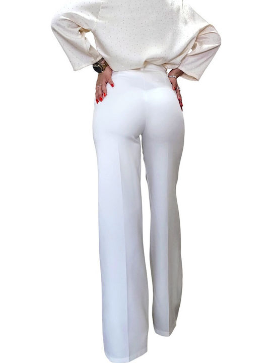 Dama Talie înaltă Tesatura Pantaloni White