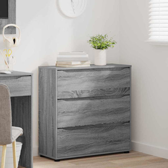 Wooden Chest of Drawers with 3 Drawers Gray Sonoma 80x31x81cm