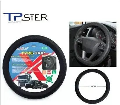 Maxeed Husă Volan Auto cu Diametru 37cm Silicon Negru cu Cusătură Neagră