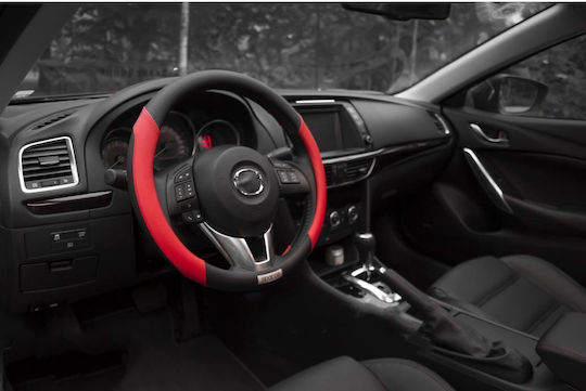 Sparco Husă Volan Auto C1113 cu Diametru 36-38cm din Piele ecologică Roșu