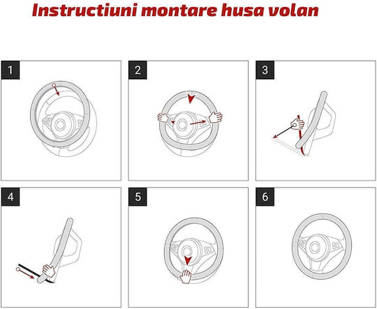 Sparco Husă Volan Auto C1113 cu Diametru 36-38cm din Piele ecologică Roșu