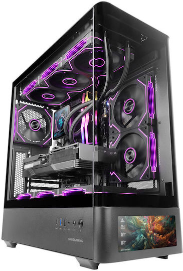 Mars Gaming MC-LCDPRO Gaming Midi Tower Κουτί Υπολογιστή με Πλαϊνό Παράθυρο Μαύρο