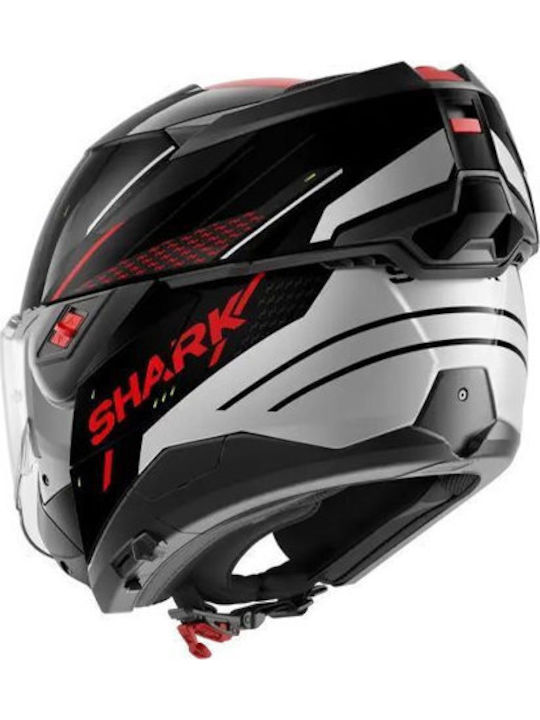 Shark Oxo Rydger Flip-Up cu Sun Visor ECE 22.06 Black/Silver/Red Shark Oxo Rydger Flip-Up cu Sun Visor ECE 22.06 Black/Silver/Red