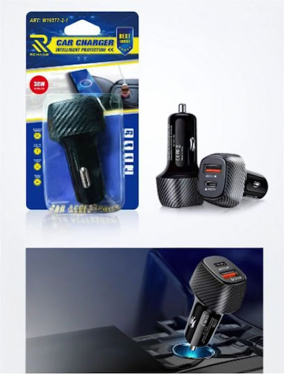 Car Charger 38W With Ports 1xUSB 1xType-C