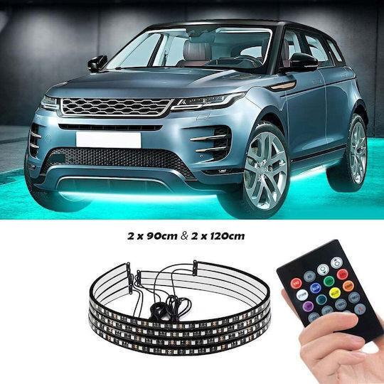 Set LED Strips RGB Music Car Underbody Tube Remote Control 2 x 90cm 2 x 120cm 4 Pcs