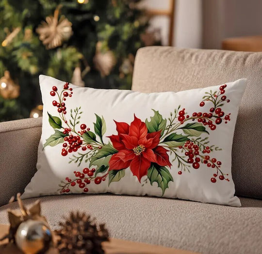 By Queen Limited Festive Edition Μαξιλαροθήκη Poinsettia Elegance 50x30εκ