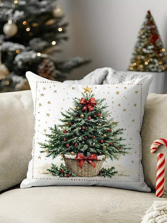 By Queen Limited Festive Edition Pillow Case Tree Red Balls Gold Star 45x45cm