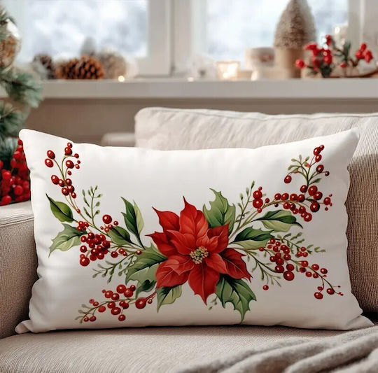 By Queen Limited Festive Edition Μαξιλαροθήκη Poinsettia Elegance 50x30εκ